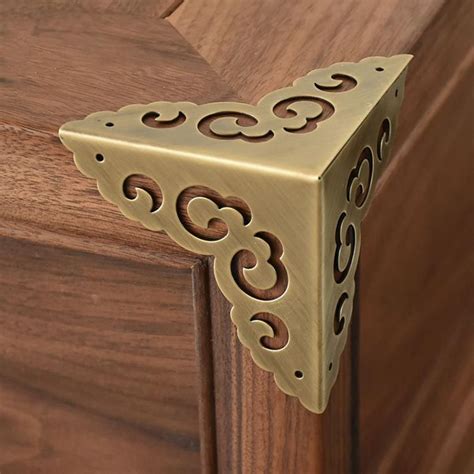 wood box with metal corners|decorative metal corners for furniture.